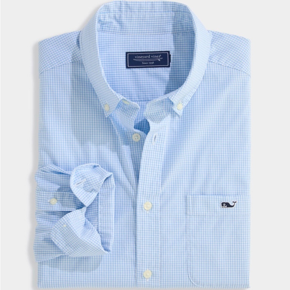 Vineyard Vines Men's Light Blue Check Shirt